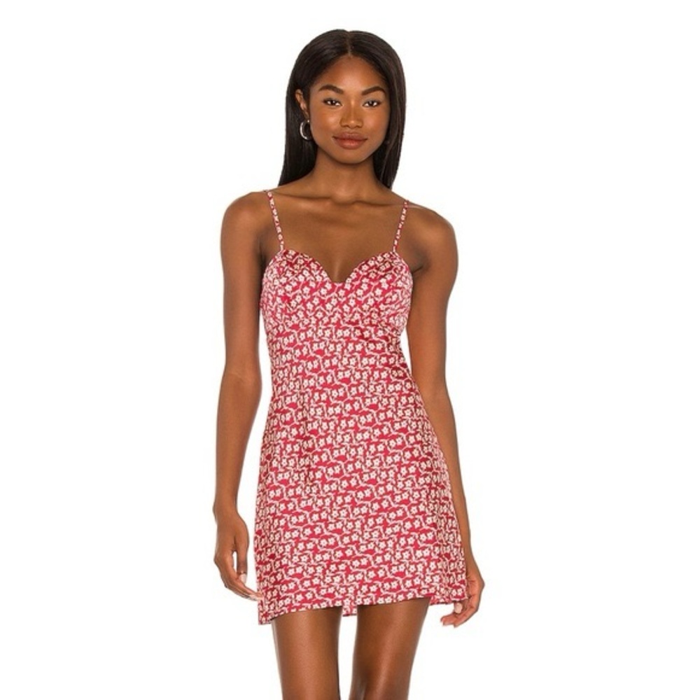 Free People Intimately Red On Our Radar Floral Mini Slip Dress